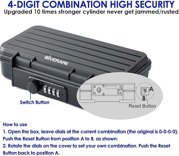 Portable Lock Box, 4-Digit Combination Safe Boxes with Detachable Cable, Anti-Theft Security Lockbox Outdoor, Small Resettable Personal Password Cash Case for Travel, Hotel, Dorm, Beach, Gym - Image 7