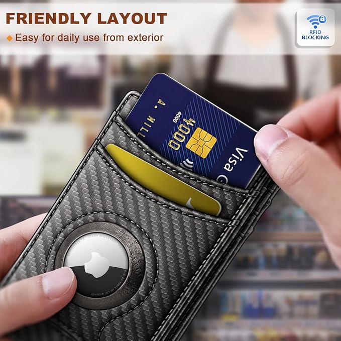 BULLIANT Magnetic Slim Leather Airtag Wallet Money Clip For Men 12Cards | RFID Blocking | Easy Access | Gift Boxed | Pocket Fit - Image 6
