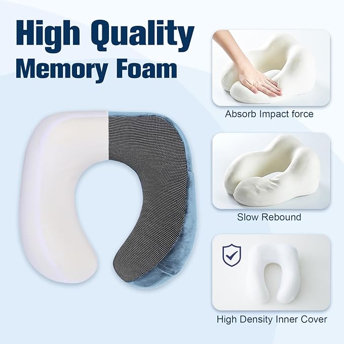 Cirorld Neck Pillow for Traveling, Travel Pillows for Airplanes,100% Pure Memory Foam Travel Neck Pillow, Adjustable Flight Pillow, Portable Plane Accessories with Eye Mask, Earplugs, Carry Bag - Image 5