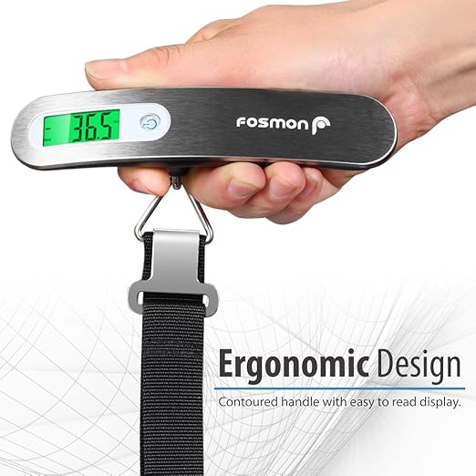 Fosmon Digital Luggage Scale, Backlight Baggage Scale, 2 Pack Silver | 110lbs Max Capacity, LCD Backlight Display, Tare Function, Stainless Steel Hanging Scale, Travel Baggage Essentials - Image 3