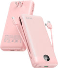 VRURC Portable Charger 20000mAh, Fast Charging Power Bank USB C,4 Output 2 Input Travel Essentials Charging Bank Equipped with LED Display,Built-in Wall Plug and Cables,Phone Charger Battery,Pink by Home