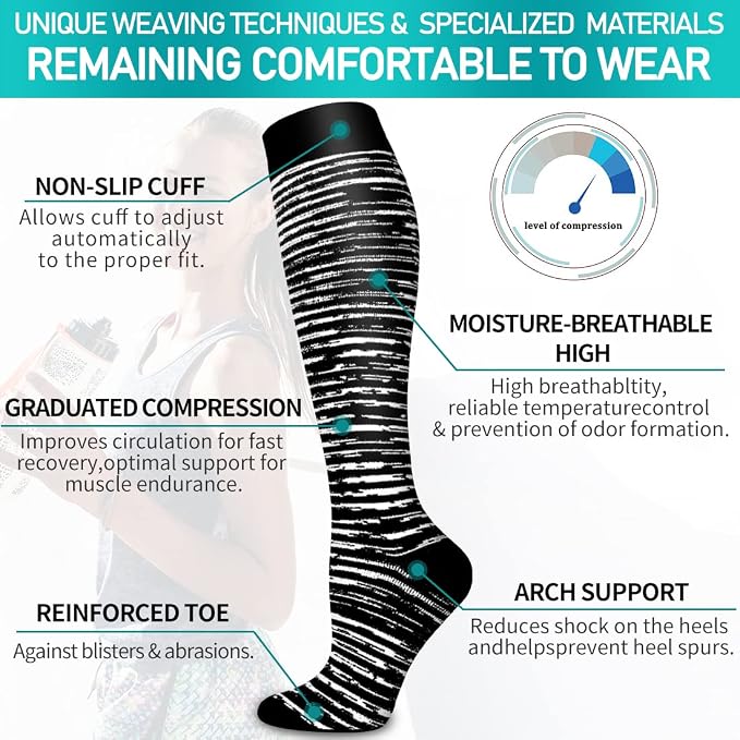 COOLOVER Copper Compression Socks for Women and Men(6 Pairs)-Best Support for Running, Athletic, Travel - Image 5