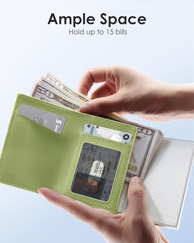 QLD RFID Wallet Women - Small Slim Trifold Wallet Anti-Theft Pop up Card Holder, Minimalist, Ultra Thin, Front Pocket, Premium Leather, 9-11 Cards Capacity | ID Window | Cash Slot - Image 5