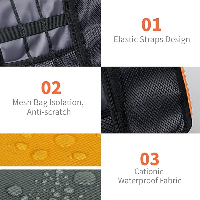 Lcsmaokin Electronics Travel Organizer,Portable Waterproof Electronic Travel Storage Bag for Small Charging Cord Storage,Charger,SD Card etc,for Travel,Business-Blue Black - Image 3