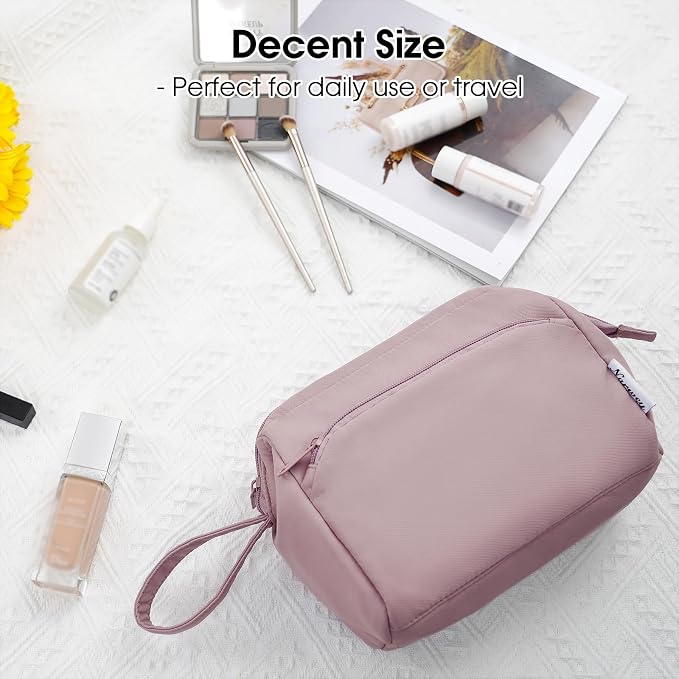 Narwey Large Makeup Bag Women Wide-open Make up Bag Travel Cosmetic Bag Organizer Toiletry Bag for Cosmetics Toiletries Accessories (Dusty Rose) - Image 7