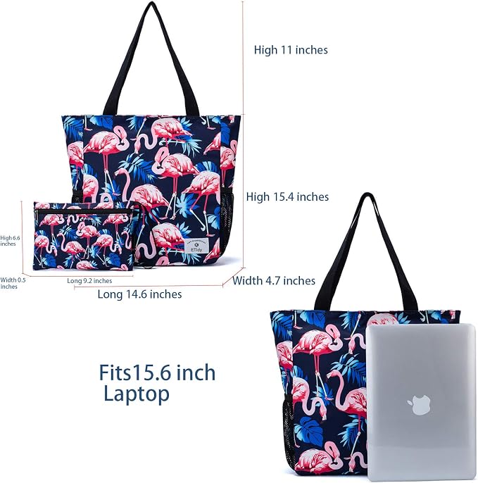 ETidy Large Capacity Foldable Tote Bag With Zipper | Water-resistant, Lightweight, Sandproof, Beach Bag, Gym Bag, Travel Shopping Bag - Image 3