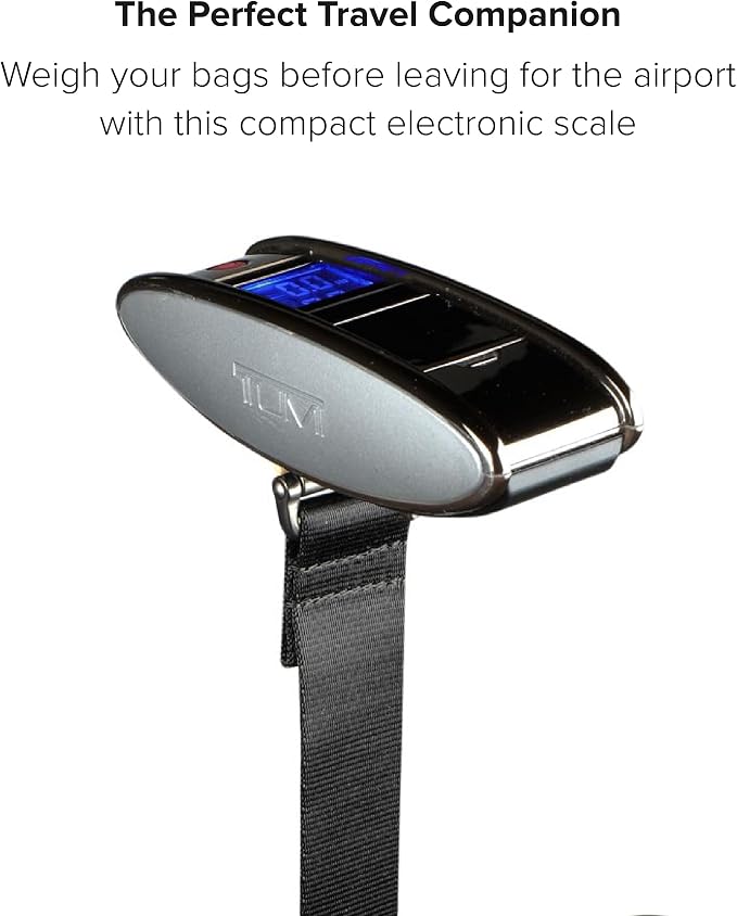 TUMI Scale - Portable, Handheld Digital Luggage Scale - Suitcase Scale Weighs Pounds & Kilograms - Holds up to 100 Lb - Gun Metal/Black - Image 5