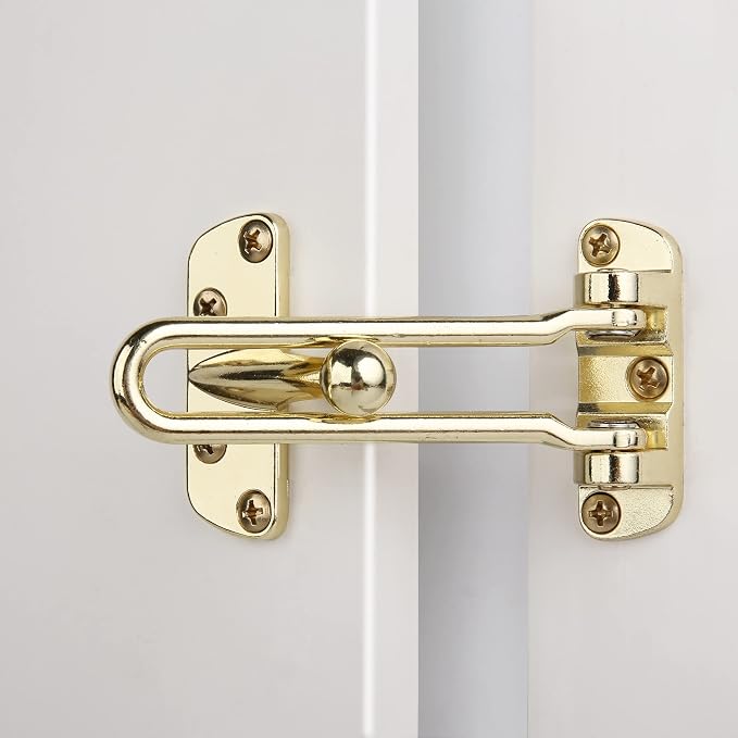 HASWARE Home Security Door Lock Swing Bar,Black Alloy Anti-Theft Door Guard Latch for Front and Inside Door, Safety Childproof Reinforcement Door Stopper (Golden) by HASWARE