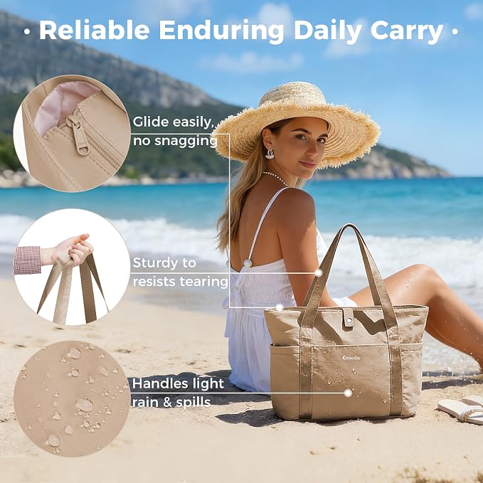 Ceneda Foldable Tote Bag for Women, Lightweight Work Bag with Dual Inner Cup Holders, Daily Handbag for Travel, Gym, Grocery | 40oz Tumbler Holder - Image 6