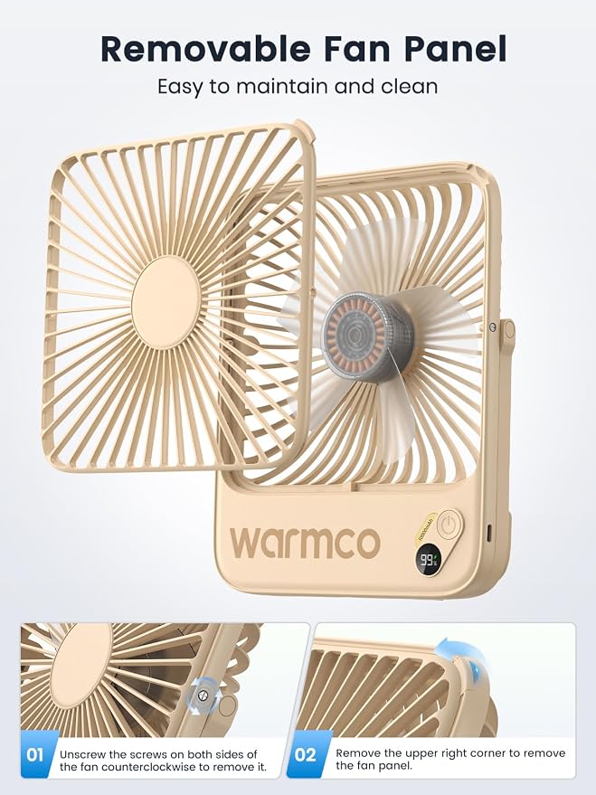 Warmco D3 Portable Travel Fan 10000mAh, Ultra-Slim, 24H Runtime | Quiet 7-Inch Rechargeable Desk Fan, Digital Display For Sleeping, Office, Bedroom & Cruise - Image 7