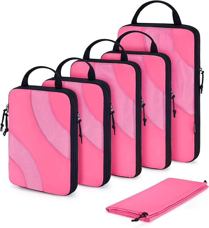 BAGSMART Compression Packing Cubes for Travel | Lightweight suitcase organizers bag set, space-saving double zipper expansion for carry-on luggage & travel organization by BAGSMART