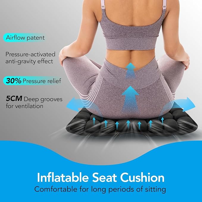 Travel Cushion for Airplane, Inflatable Seat Cushion 18 X16'' | Airline Seat Cushion for Long Flights, TSA Approved Travel Cushion, Portable Seat Cushions for Car, Office & Airplane - Image 3