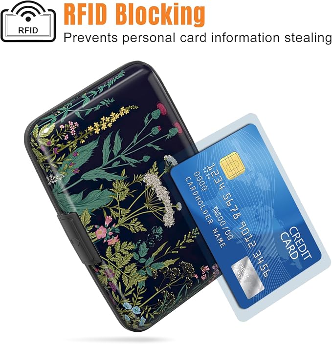 Rimilak Aluminuml Credit Card Holder,Daisy Flower | Mini Credit Card Wallet RFID Blocking Slim Metal Hard Case for Women Men - Image 2