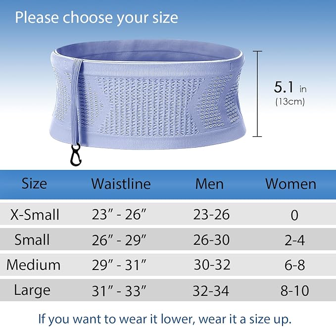 Slim Running Belt, No-Bounce Hidden Waist Pack with 360° Opening for Soft Flask, Cellphones, Keys or Gels, Purple, Medium - Image 2