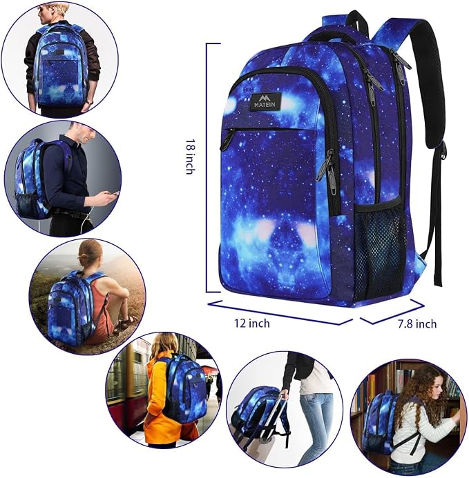 MATEIN 15.6 inch Laptop Backpack for Men Women, Cool Backpack for College | Water Resistant, Lightweight Commute, Anti Theft College Daypack, with Luggage Strap, Durable Breathable - Image 7