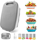 Gintan Camping Cutting Board, 9-in-1 Collapsible Chopping Board with Colander, Outdoor-Kitchen Vegetable Washing Basket for Campers, Camping Gifts Camping Accessories for RV Campers (Gray) by Gintan