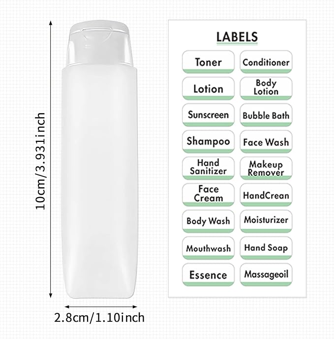 6 Pcs 1 oz Travel Size Toiletries Refillable Travel Bottles, Squeeze Travel Toiletry Bottles with Labels for Toiletry Makeup Travel Containers - Image 7