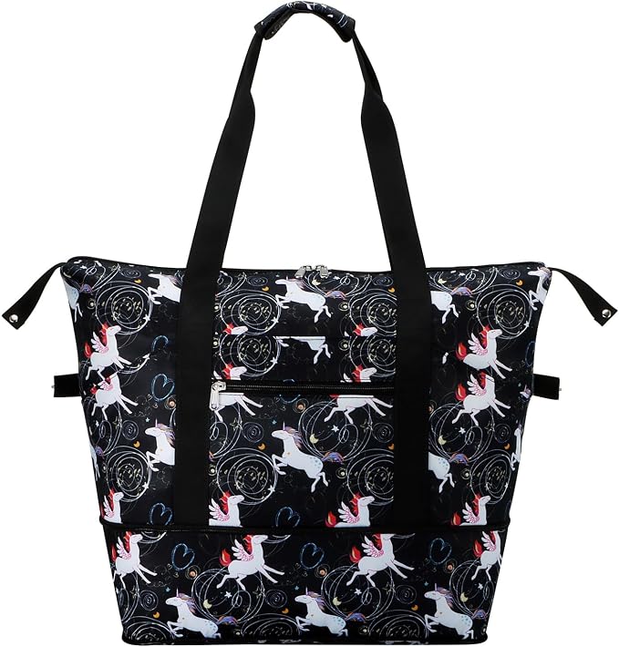 Expandable Duffel Bag for Women with Trolley Sleeve/Wet Pocket Weekender Travel Tote Large Carry On Overnight Luggage by HAWEE