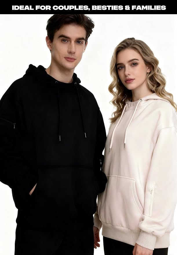 Unisex Travel Hoodie with Eyemask Fleece Sweatshirt Fall Winter | Airplane Hoodie with Multi Pockets & Eye mask Womens Sweatshirts Comfort Pullover Fleece Sweaters Fashion Tops for Couples - Image 5