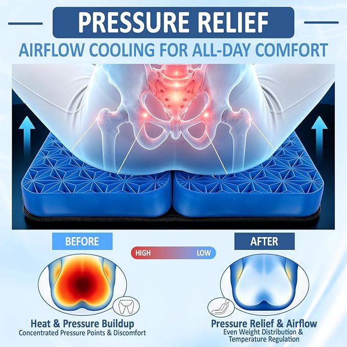 Honeycomb Gel Seat Cushion 16"x12" Foldable for Tailbone & Pressure Relief | Portable foldable cushion for airplane, car, office & wheelchair; lightweight breathable pad for all-day pressure relief - Image 7