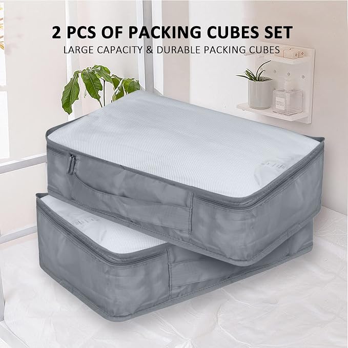 Packing Cubes Set, 2 Pcs Packing Organizers Set for Suitcases (Grey) - Image 8