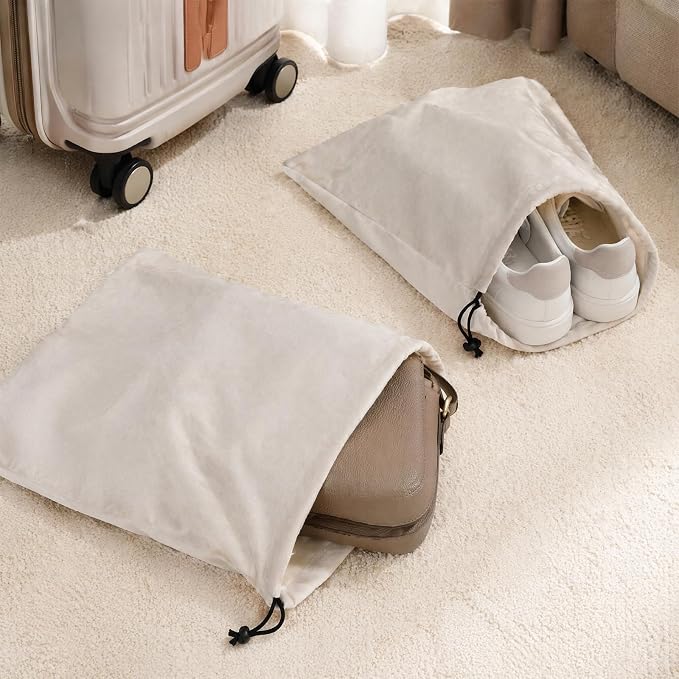 6 Pcs Shoe Bags for Travel Packing, Large Dustproof Shoe Covers With Drawstring for Handbags Sneaker, Washable Soft Flannel Storage Pouch for Traveling Suitcase Gym Closet Organizer - Image 5