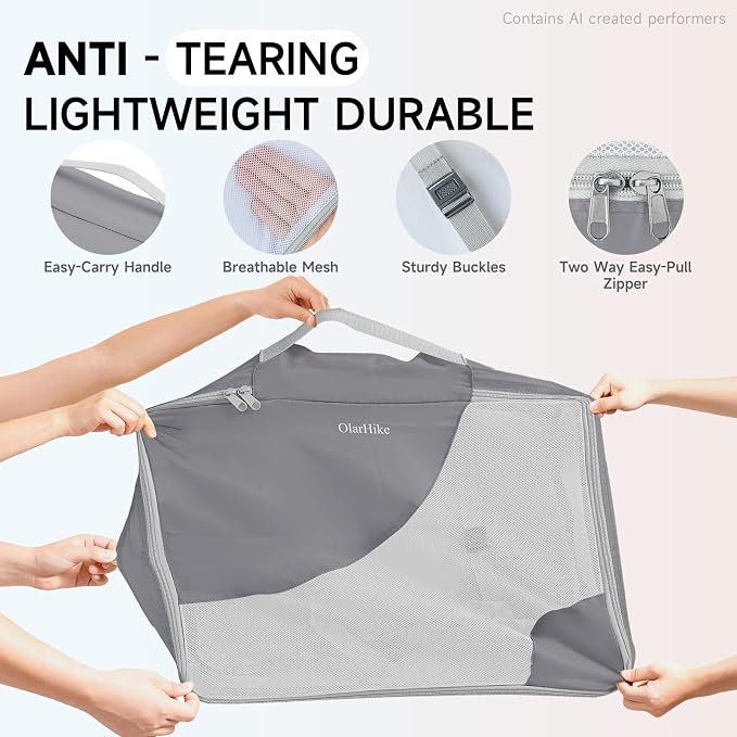 OlarHike 11 Set Packing Cubes for Travel,Gifts for Women Mom,Anti-Tearing Suitcase Organizer,with Over 1000 pcs Mesh Holes,Vacation Essentials & Accessories for Cruise Ship - Image 4