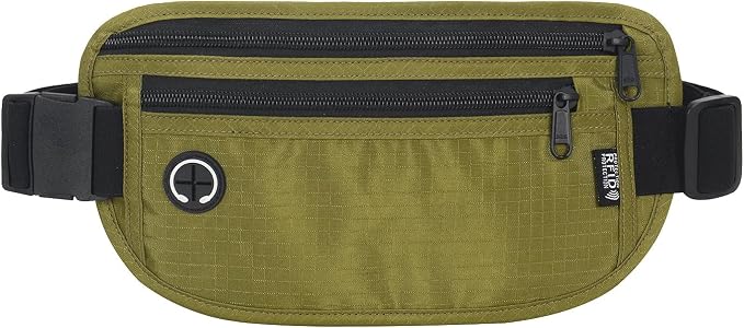 Slim Money Belt for Travel - Anti-Theft Hidden Passport Holder Waist Wallet with Secure Pouch for Cash, Credit Cards & Phone Safe (Small Olive-Green) by Arouselove