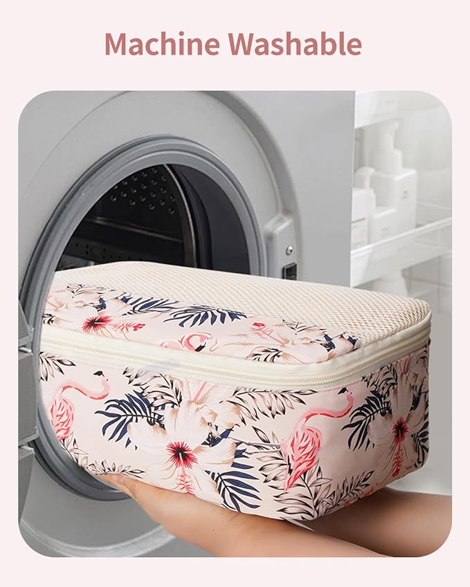 Narwey 7 Set Packing Cubes for Travel, Durable Packing Organizers for Kids Women Men, Carry on Luggage Travel Essentials Accessories (Beige Flamingo) - Image 6