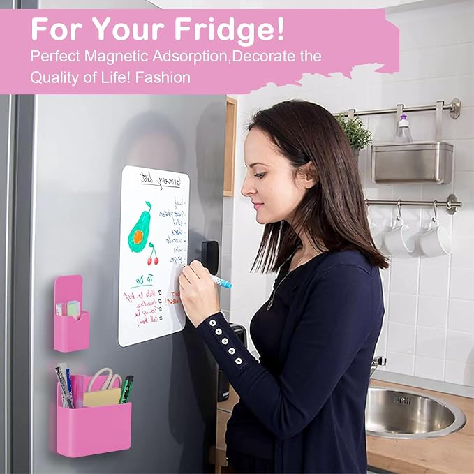 KITANIS Magnetic Pen Holder,2 Pack Magnetic Dry Erase Marker Holder with Generous Compartments,Strong Magnet Storage Marker Pen Pencil Organizer for Refrigerator,Whiteboard,Locker Accessories - Image 6