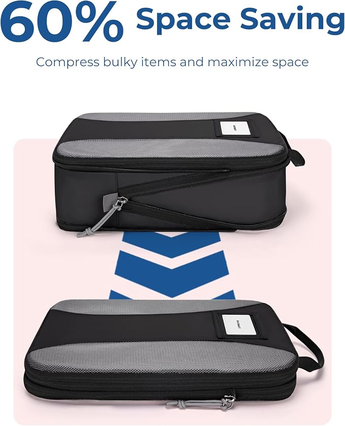 BAGSMART Compression Packing Cubes, 6 PCS Packing Cubes for Suitcases, Travel Bags Organizer for Luggage, Lightweight Packing Cube for Travel Essentials - Image 6