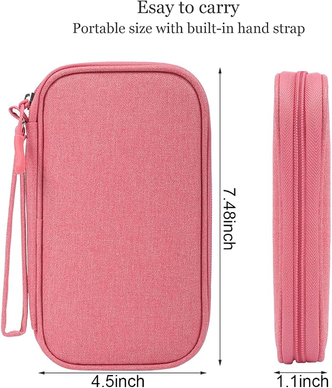 CAAORDKSO Electronic Organizer Travel Cable Accessories Bag, Electronic Organizer Case, Electronic Accessories Organizer Pouch Bag for Cable, Cord, Charger, Phone, Power Bank, Earphone (Pink) - Image 2