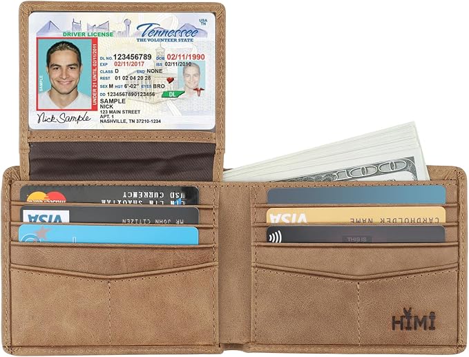HIMI Wallet for Men-Genuine Leather RFID Blocking Bifold Stylish Wallet With 2 ID Window - Image 4