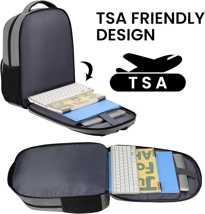 BIKROD Backpack for Men and Women, School Backpacks Water Resistant Back Pack, TSA Travel Backpack, Business Anti Theft Sturdy Computer Bag Gifts Fits 17.3 Inch Laptop, Grey - Image 4