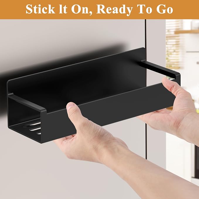 HuggieGems 4 Pack Magnetic Spice Rack Organizer for Refrigerator and Oven, Matt Black Fridge Organizers and Storage for Kitchen - Image 5