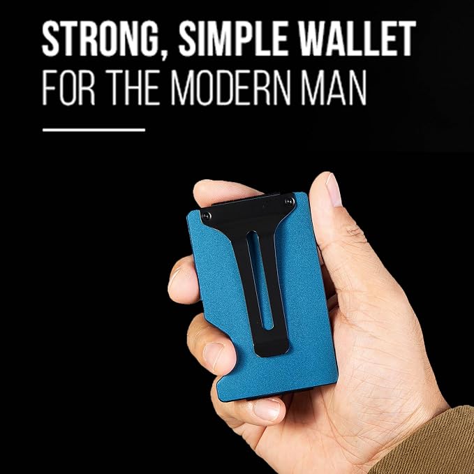Slim Wallet for Men,RFID Blocking Minimalist Metal Wallet, Money Clip/Cash Holder, Front Pocket Aluminum Credit Card Holder, Ideal Gift for Men,Matte Blue - Image 3