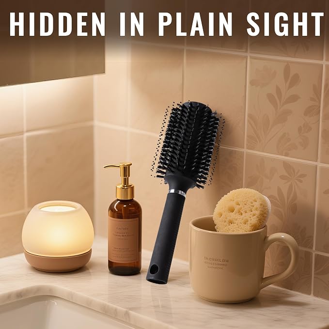 Diversion Safe Hair Brush Secret Safe Can, Hidden Storage for Money, Jewelry, Valuables, Secret Storage Box with Large Hidden Compartment for Travel or Home Use - Black - Image 6