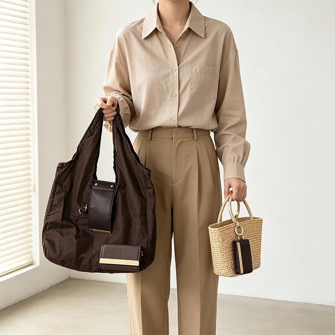 Foldable Keychain Tote Bag - Large Capacity Portable Shopping Bag - Reusable for Daily Use - Image 4