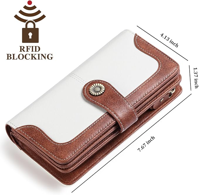 Wallets for Women Trifold Wristlet Wallets Large Capacity RFID Blocking Ladies Purse Credit Card Holder - Image 4