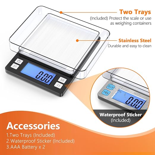 BOMATA 0.01g High Precision Jewelry Scale, 1000g Digital Gram Scale, Black | Small & Portable Design with Hold, Tare & Counting Function, Precise for Gold, Bullion, Coins, Gemstones & Crafts - Image 8