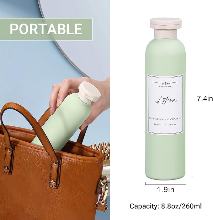 8.8oz Travel Essentials Shampoo Bottles for Toiletries,Empty Plastic Squeeze Bottles with Flip Cap for Tavel Size Shampoo and Conditioner (3 pack, green) - Image 3