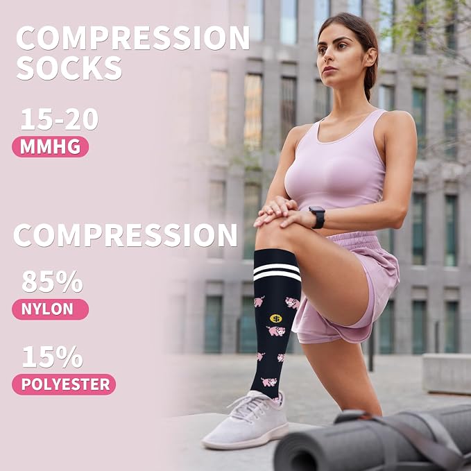 Sooverki Compression Socks for Women & Men 6 Pairs is Best Supportive Knee High Stockings for Circulation, Travel, Nurses - Image 2