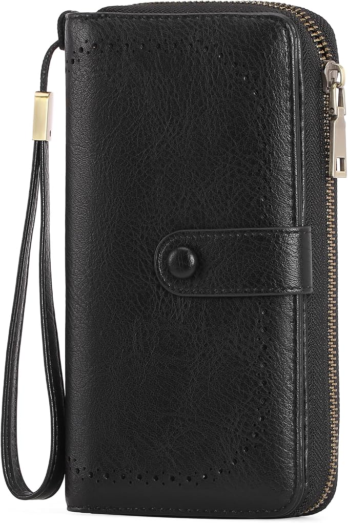 GAEKEAO Leather Credit Card Holder Wallet for Women RFID Blocking Large Capacity Bifold Zipper Card Case Organizer with Wristlet 45 Slots - Image 7