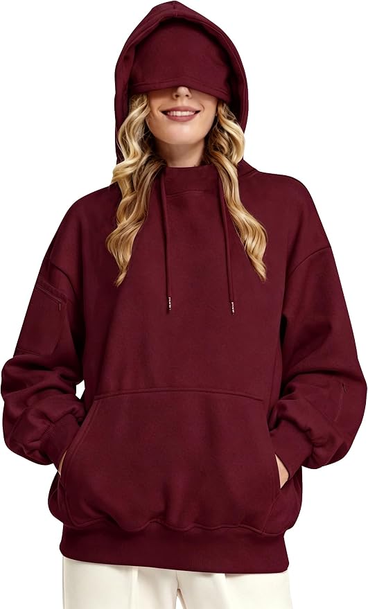 Unisex Travel Hoodie with Eyemask Fleece Sweatshirt Fall Winter | Airplane Hoodie with Multi Pockets & Eye mask Womens Sweatshirts Comfort Pullover Fleece Sweaters Fashion Tops for Couples by Eocicvvi