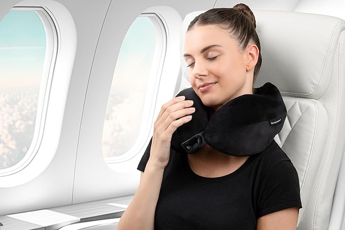 Brookstone Neck Travel Pillow Lightweight Contoured Memory Foam Support | Structured Shape Keeps Your Head Aligned While Seated, Soft Fleece Cover Feels Gentle Against Skin on Flights or Car Rides - Image 5