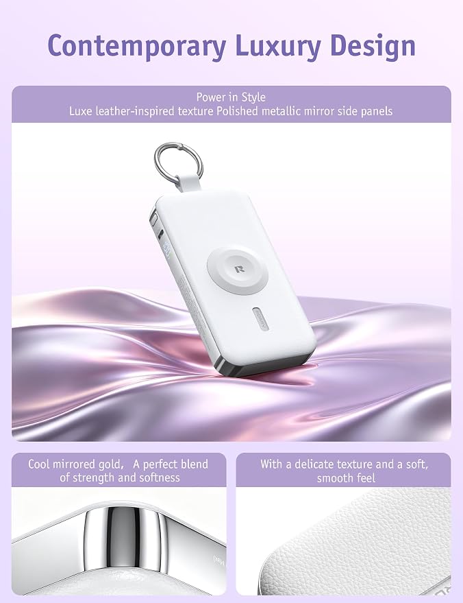 RORRY CharmGo Portable Charger 3 in 1 iPhone Power Bank for Apple 12000mAh | Built-in Retractable Cable Fast Charging Travel Keychain Battery Pack for Apple Watch /iPhone Air/17/16/15/14/13/12 - Image 6