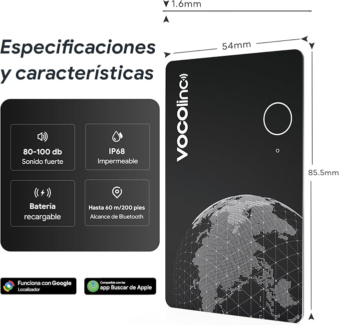 VOCOlinc Air Tag Smart Card for Android & iOS, New Dual System Rechargeable Wallet Tracker Work with Google Find Hub or Apple Find My APP, Item Finder Locator for Luggage, Suitcase. Slim 1.6mm, 2 Pack - Image 9