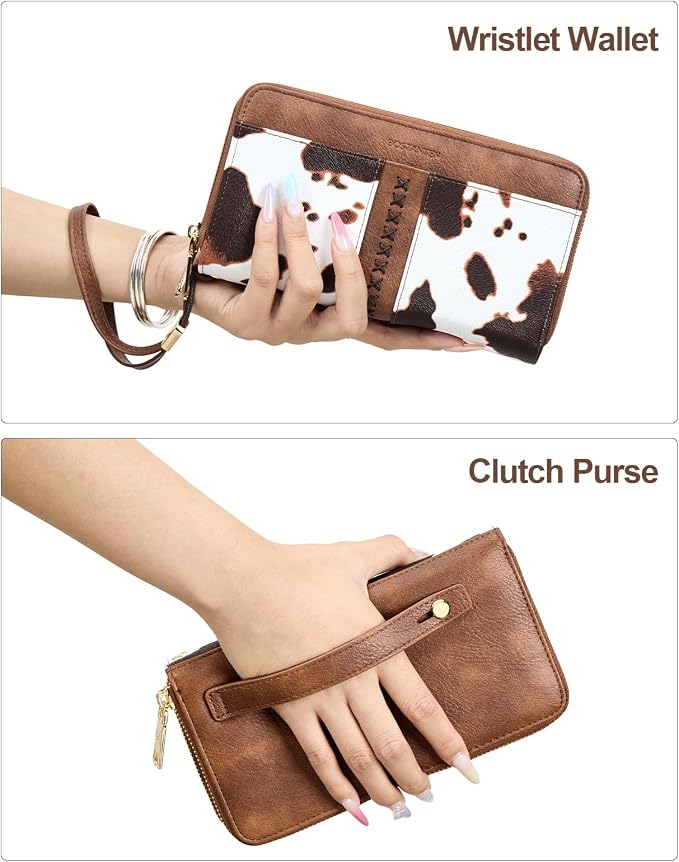 BOSTANTEN Wristlet Wallets for Women RFID Large Capacity Clutch Wallet | 24 Card Slots, 2 Zipper Pockets, Phone ＆ Card Holder, Zip Around, Hand Strap, Vegan Leather, Great Gifts - Image 6