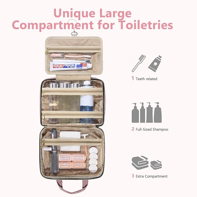 Detachable Travel Toiletry Bag for Women - Large Toiletry Bags for Traveling Women - Hanging Makeup Cosmetic Bag, Organizer for Travel Accessories Cruise Essential - Travel Size Toiletries - Image 3