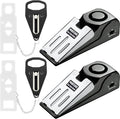 Portable Door Lock + Door Stop Alarm Set – Travel Safety Kit for Hotel Rooms, Home, Dorms & Apartments – (Black, 2-Pack - 2 Locks + 2 Alarms) by PocketLock